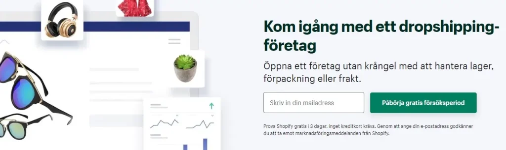 huvudplattformar för dropshipping med Shopify i Sverige